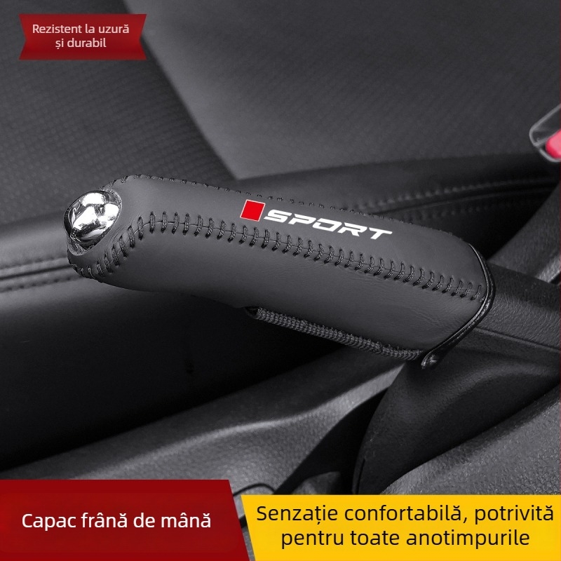 Capac pentru frână de mână din piele autentică, antiderapant, capac pentru schimbătorul de viteze și capac de praf – accesorii pentru interiorul auto