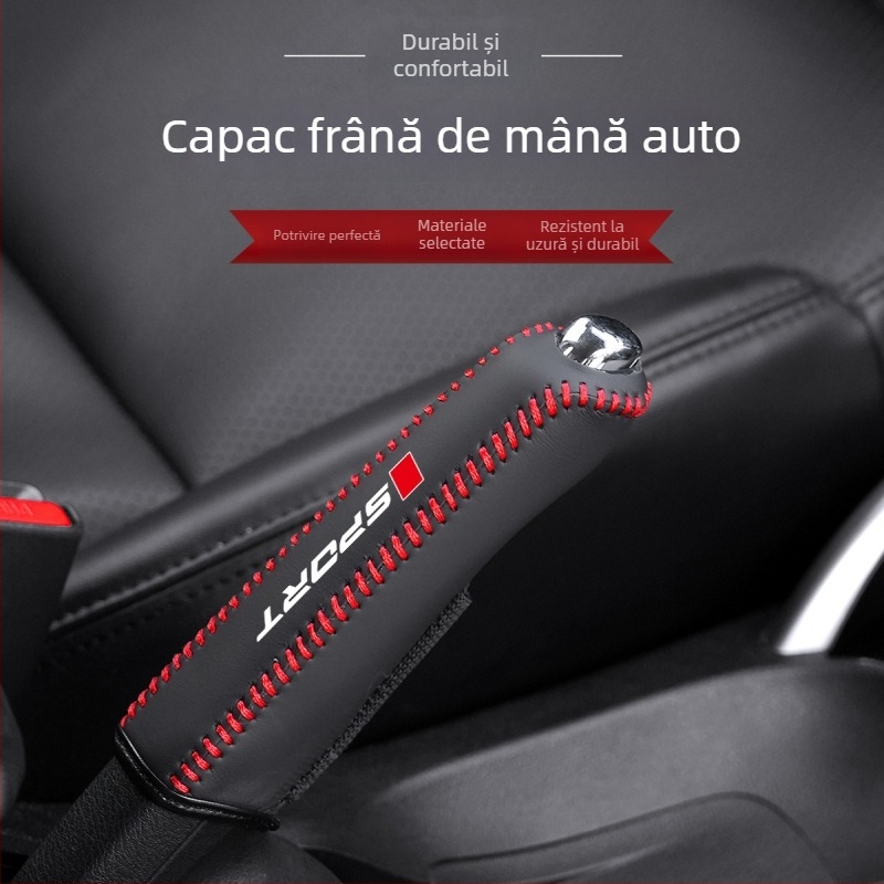 Capac pentru frână de mână din piele autentică, antiderapant, capac pentru schimbătorul de viteze și capac de praf – accesorii pentru interiorul auto