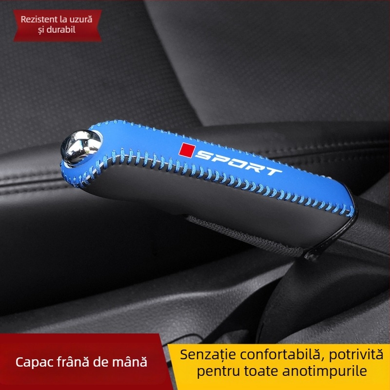 Capac pentru frână de mână din piele autentică, antiderapant, capac pentru schimbătorul de viteze și capac de praf – accesorii pentru interiorul auto