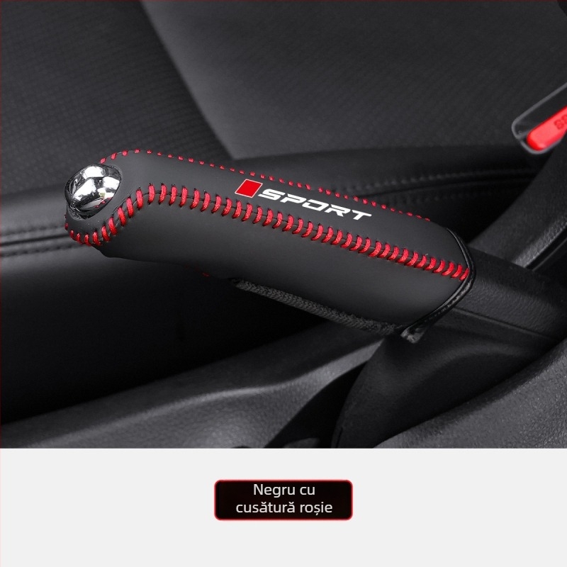 Capac pentru frână de mână din piele autentică, antiderapant, capac pentru schimbătorul de viteze și capac de praf – accesorii pentru interiorul auto