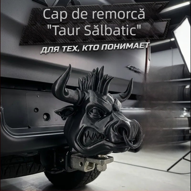Cap de taur sălbatic pentru cuplaj de remorcă – capac de protecție împotriva prafului, pandantiv decorativ PLA