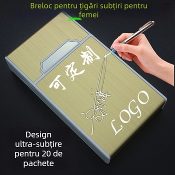 Carcasă din aluminiu pentru țigări, finisaj șlefuit, pentru femei, capac magnetic