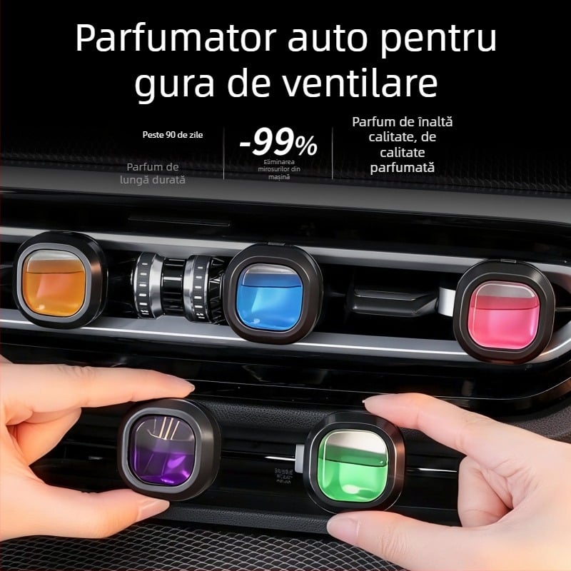 Clip de aromaterapie pentru ventilare auto – model nou 2026, 5-10 ml, arome citrice-marine și florale