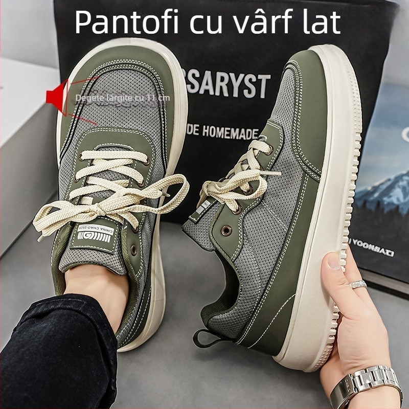 Adidași unisex din plasă respirabilă, vârf lat, talpă groasă, casual, talpă joasă