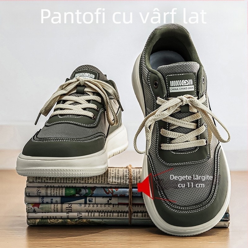 Adidași unisex din plasă respirabilă, vârf lat, talpă groasă, casual, talpă joasă