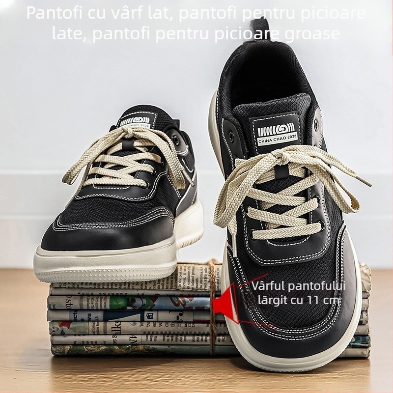 Adidași unisex din plasă respirabilă, vârf lat, talpă groasă, casual, talpă joasă