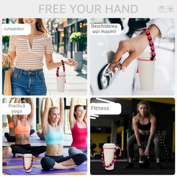 Șnur tricotat manual, boem, cu model labă de pisică pentru sticlă de apă — suport portabil pentru ceașcă, unisex, accesorii moderne