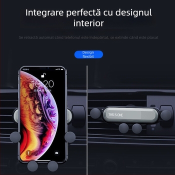 Suport pentru telefon auto cu prindere gravitațională pe ventilarea mașinii, extensibil și suport deformabil.