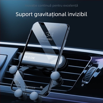 Suport pentru telefon auto cu prindere gravitațională pe ventilarea mașinii, extensibil și suport deformabil.