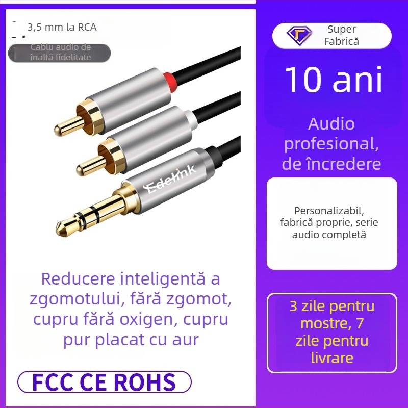 Cablu audio RCA, 2 perechi, 20 m, placat cu aur, cupru OFC