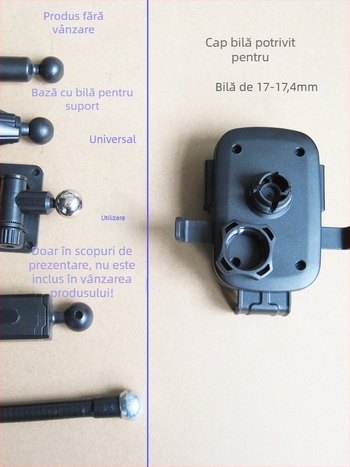 Suport pentru telefon în mașină cu cap sferic de 17 mm – montaj universal