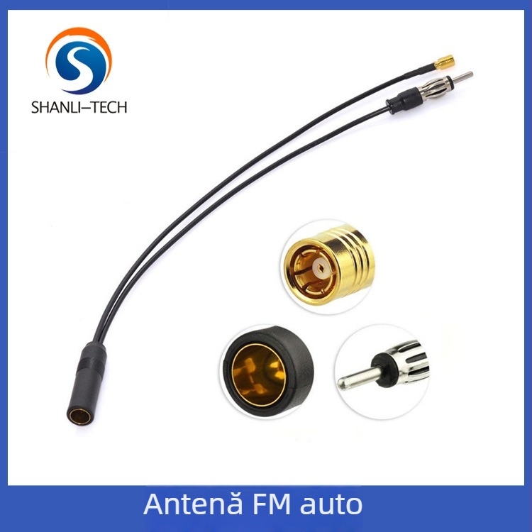 Convertor activ de antenă auto pentru DAB+/FM/AM cu cablu SMB-DIN