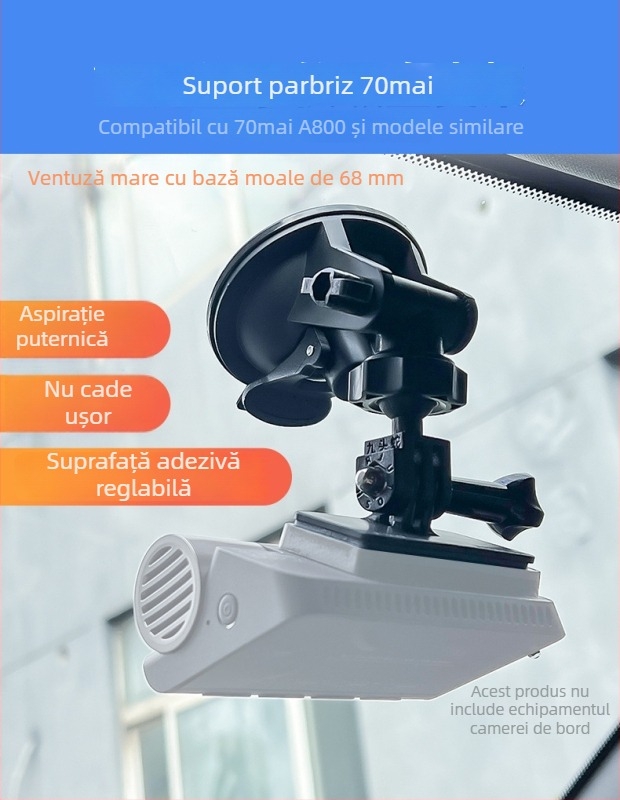 Montură cu ventuză din silicon pentru camera auto 70Mai Pro A800/A500S, bază de 68 mm, 360°