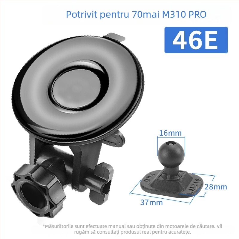 Montură cu ventuză din silicon pentru camera auto 70Mai Pro A800/A500S, bază de 68 mm, 360°