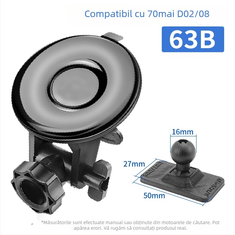 Montură cu ventuză din silicon pentru camera auto 70Mai Pro A800/A500S, bază de 68 mm, 360°