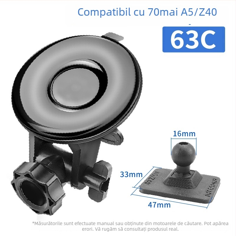 Montură cu ventuză din silicon pentru camera auto 70Mai Pro A800/A500S, bază de 68 mm, 360°
