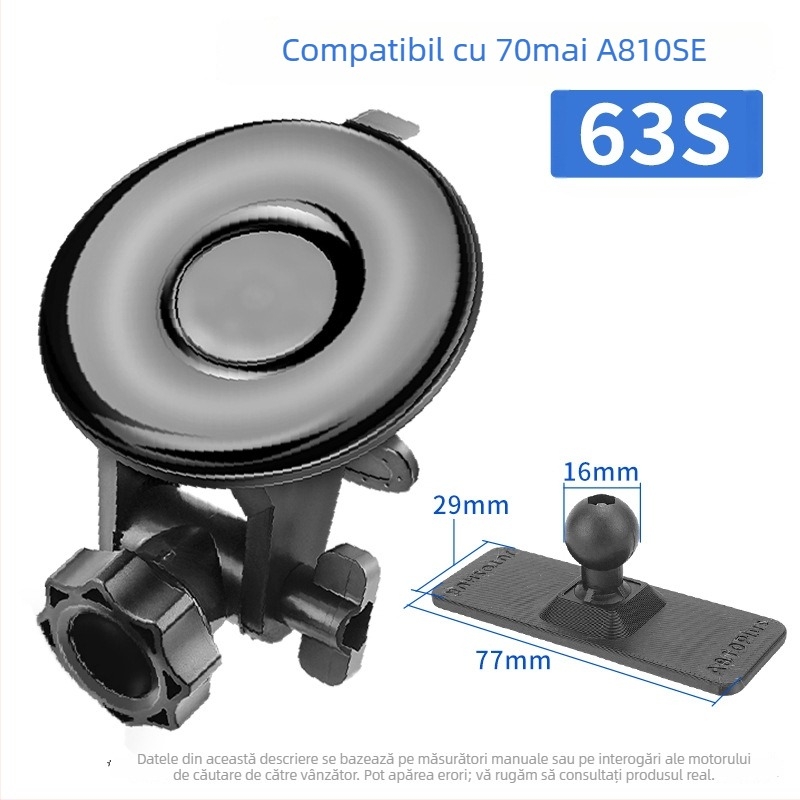 Montură cu ventuză din silicon pentru camera auto 70Mai Pro A800/A500S, bază de 68 mm, 360°