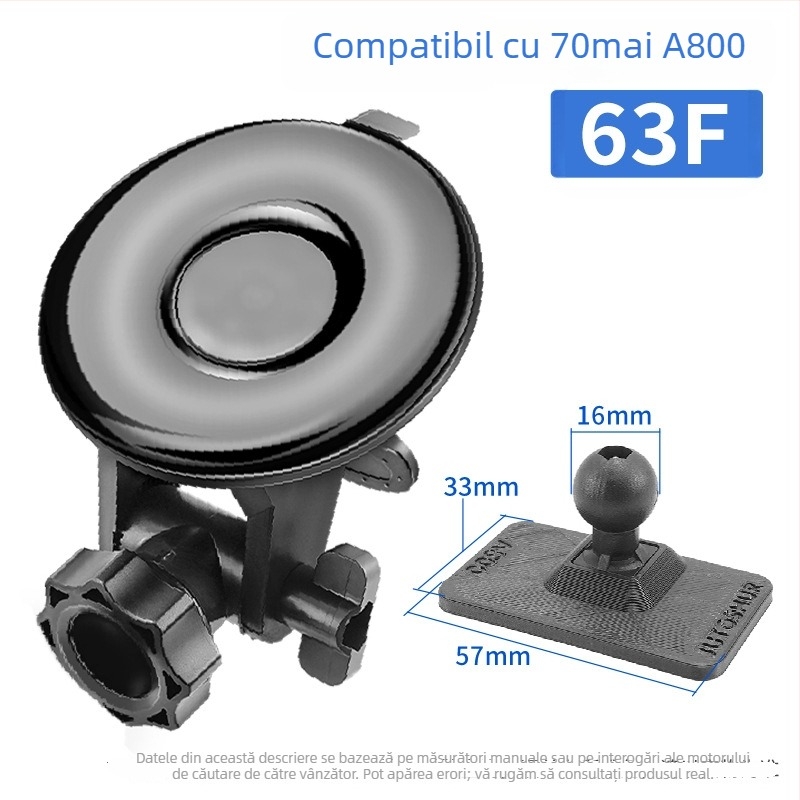 Montură cu ventuză din silicon pentru camera auto 70Mai Pro A800/A500S, bază de 68 mm, 360°