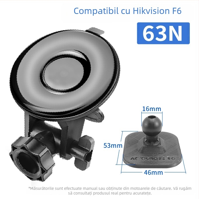 Montură cu ventuză din silicon pentru camera auto 70Mai Pro A800/A500S, bază de 68 mm, 360°