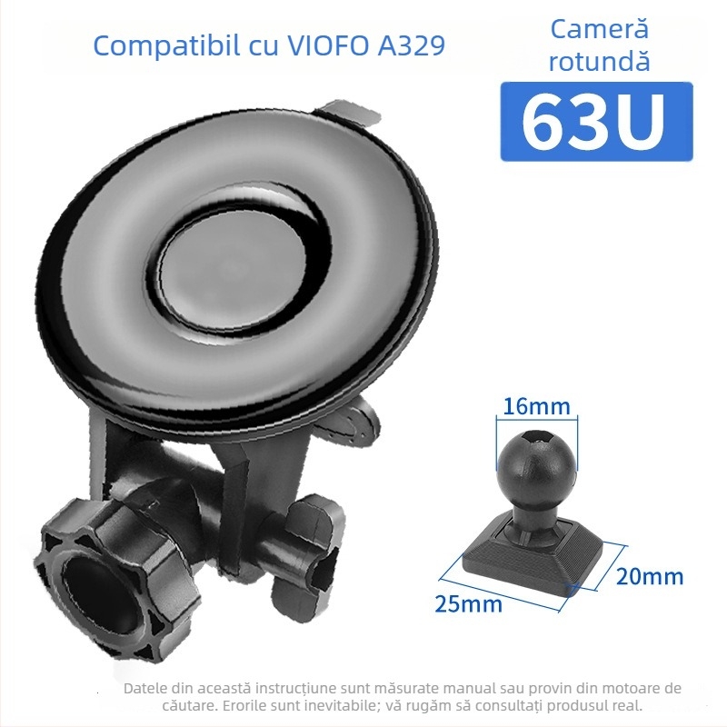 Montură cu ventuză din silicon pentru camera auto 70Mai Pro A800/A500S, bază de 68 mm, 360°