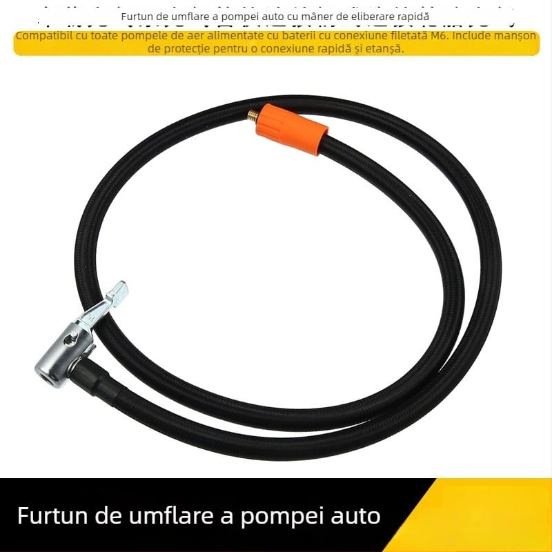 Pompa de aer auto cu baterie integrată și furtun de umflat, filet M6