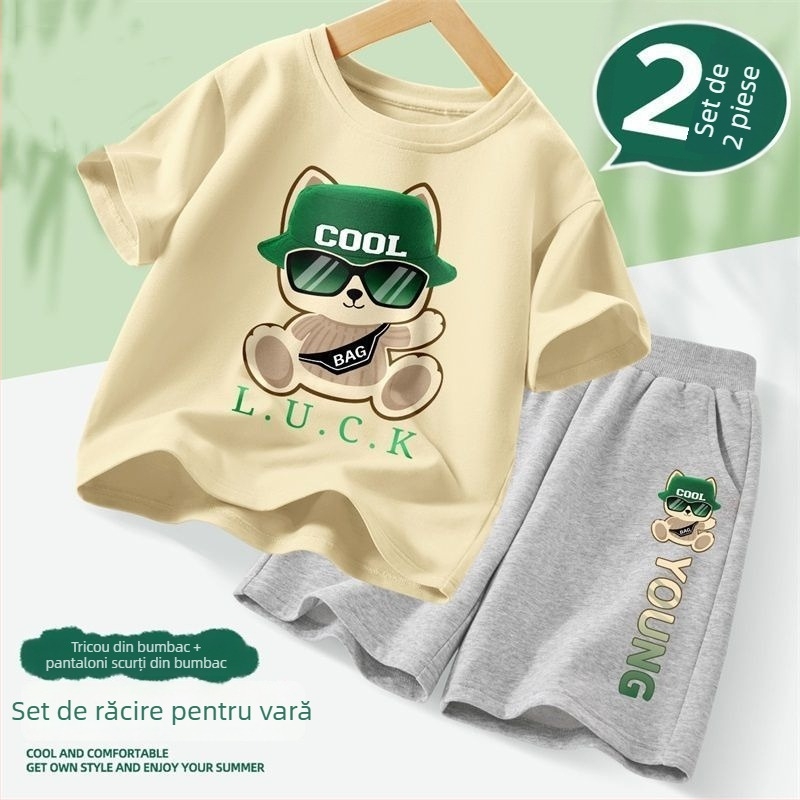 Set de vară pentru băieți, două piese, respirabil, outfit sport pentru copii, nou în 2025