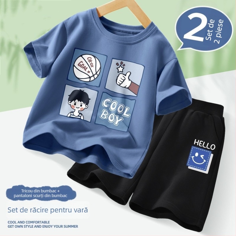 Set de vară pentru băieți, două piese, respirabil, outfit sport pentru copii, nou în 2025