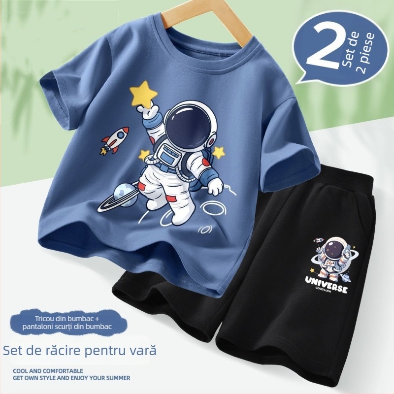 Set de vară pentru băieți, două piese, respirabil, outfit sport pentru copii, nou în 2025