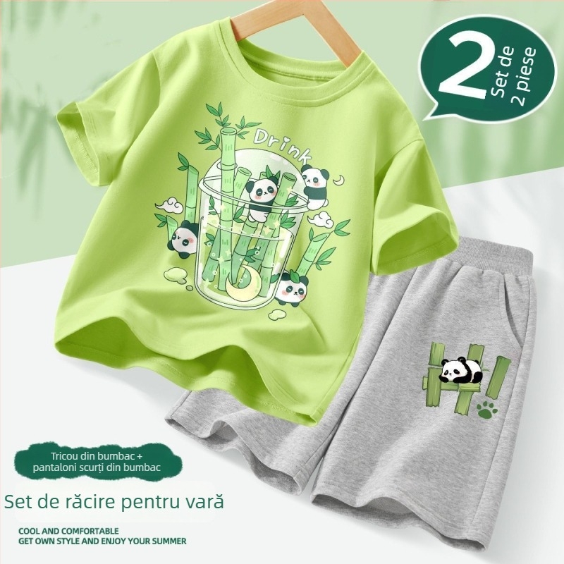 Set de vară pentru băieți, două piese, respirabil, outfit sport pentru copii, nou în 2025