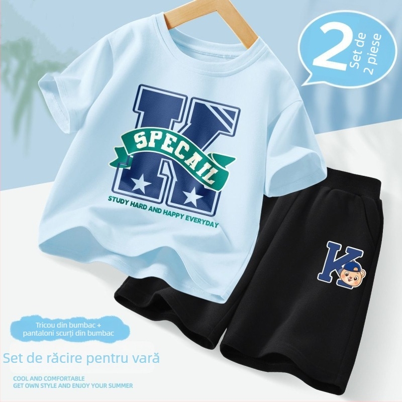 Set de vară pentru băieți, două piese, respirabil, outfit sport pentru copii, nou în 2025