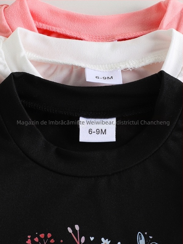 2025 tricou copii din bumbac, mâneci scurte, croială slim, culoare uni, guler rotund, stil street candy color