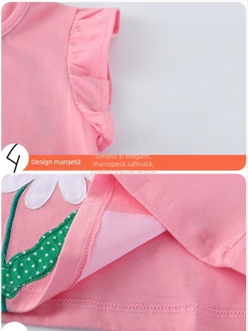 Rochie din bumbac pentru fetițe cu mâneci scurte, broderie, guler rotund, stil prințesă, rochie de vară pentru fete 3–8 ani