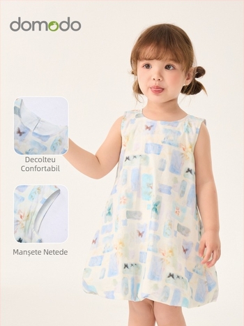 Rochie de vară fără mâneci pentru fete, din bumbac 100%, cu imprimeu desen animat, plăcută la atingere și respirabilă, rochie de prințesă de vis