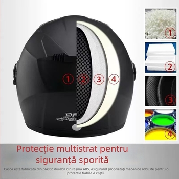 Cască DFG pentru vehicul electric, pentru bărbați și femei, căldură de iarnă, antifog, toate sezoanele, cască semiînchisă cu vizier dublu