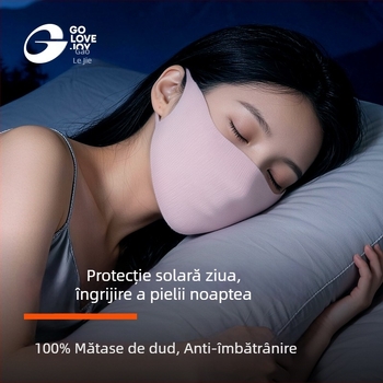 Gaolejie Mască UV din 100% Mătase de Mulberry pentru femei, mască de somn ușoară și respirabilă