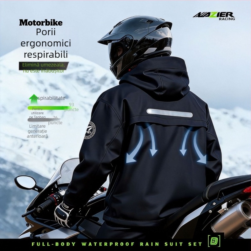 Set impermeabil în două părți pentru bărbați – impermeabil complet pentru motociclete și vehicule electrice