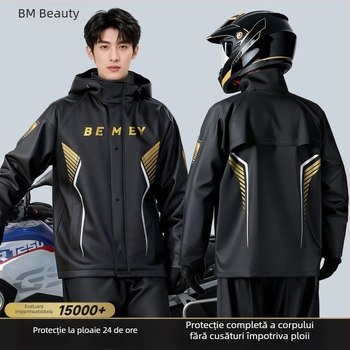 Be Beautiful Set impermeabil pentru motocicliști – unisex, două piese, protecție totală împotriva ploii pentru adulți