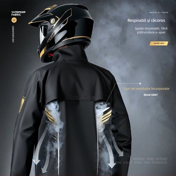 Be Beautiful Set impermeabil pentru motocicliști – unisex, două piese, protecție totală împotriva ploii pentru adulți
