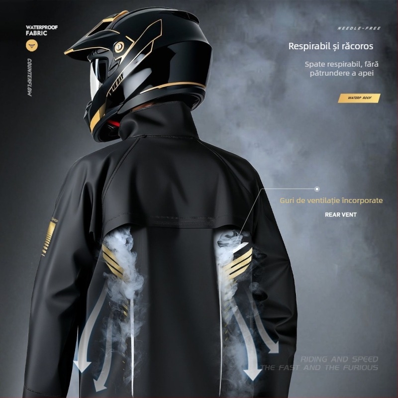 Be Beautiful Set impermeabil pentru motocicliști – unisex, două piese, protecție totală împotriva ploii pentru adulți