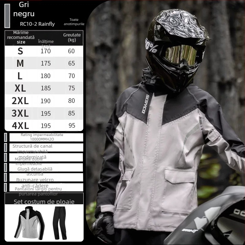 Set impermeabil jachetă și pantaloni pentru off-road, drumeții montane și mers cu motocicleta, unisex