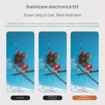 Cameră de acțiune 4K cu stabilizare electronică a imaginii, rezistentă la apă, Wi-Fi, control de la distanță prin telefon, 64GB