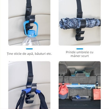 Organizator pentru umbrele auto cu cârlige multifuncționale pentru portbagaj sau spatele scaunului