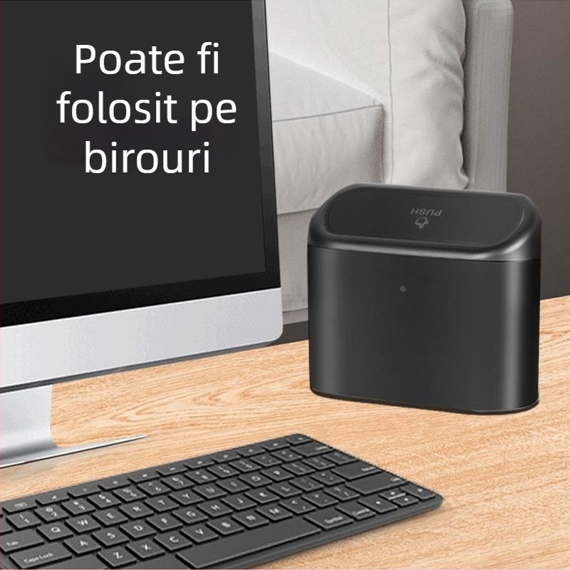 Coș de gunoi auto cu capac basculant, mini cutie de depozitare pentru agățat pe ușa laterală a mașinii