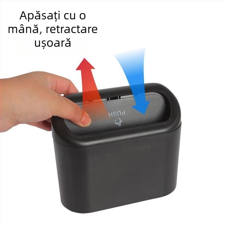 Coș de gunoi auto cu capac basculant, mini cutie de depozitare pentru agățat pe ușa laterală a mașinii