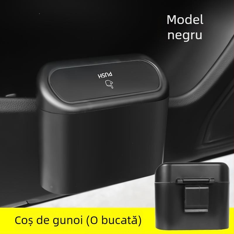 Coș de gunoi auto cu capac basculant, mini cutie de depozitare pentru agățat pe ușa laterală a mașinii
