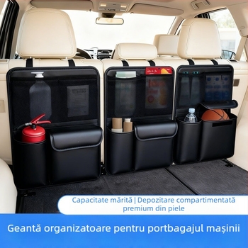 Organizator din piele pentru portbagajul mașinii, spațiu de depozitare multifuncțional, plasă de depozitare agățată