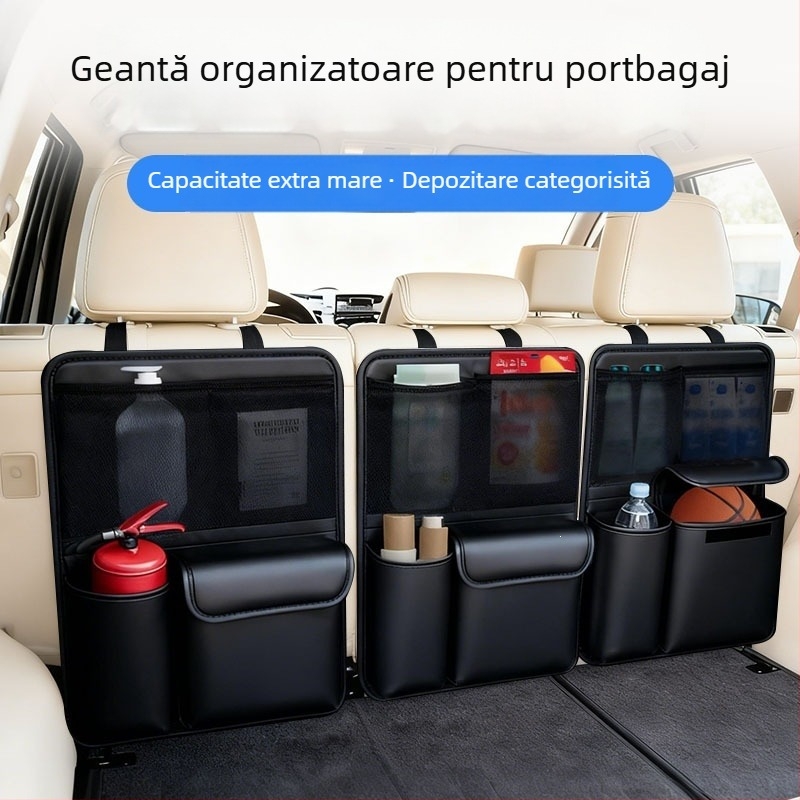Organizator din piele pentru portbagajul mașinii, spațiu de depozitare multifuncțional, plasă de depozitare agățată