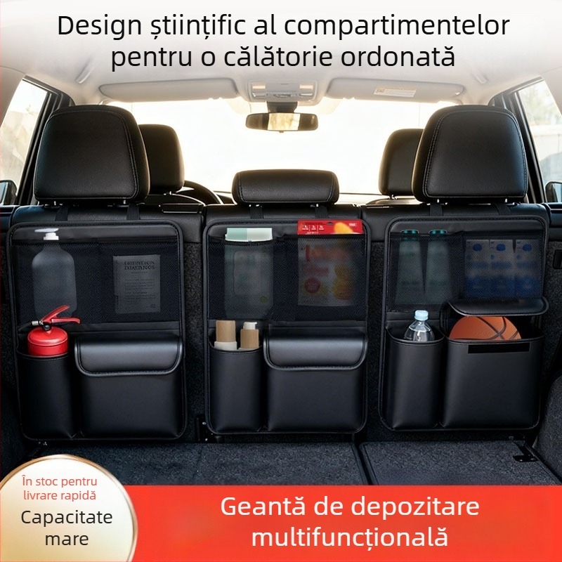 Organizator din piele pentru portbagajul mașinii, spațiu de depozitare multifuncțional, plasă de depozitare agățată