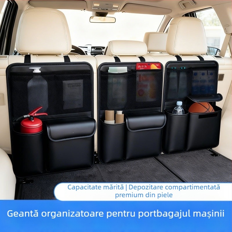 Organizator din piele pentru portbagajul mașinii, spațiu de depozitare multifuncțional, plasă de depozitare agățată