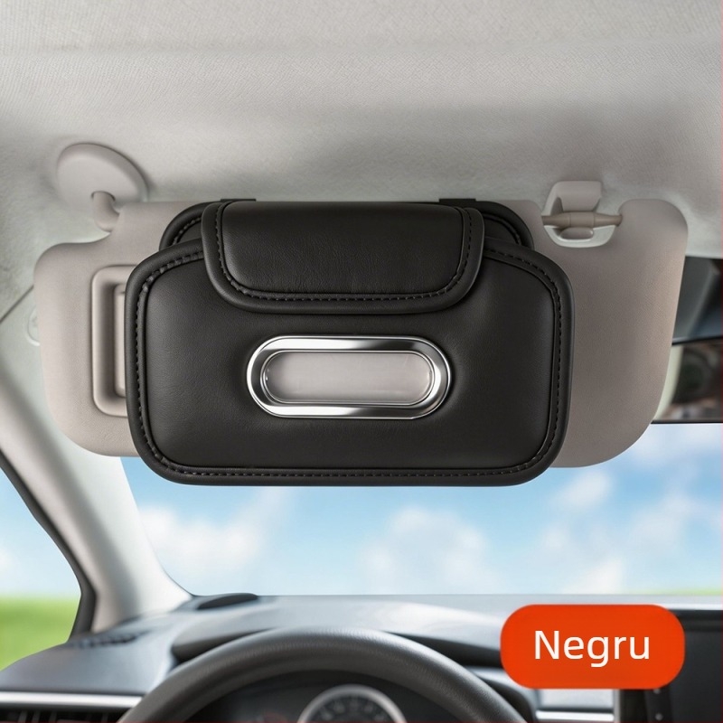 Cutie de șervețele pentru mașină, cu clips pentru parasolar, nu obstrucționează vederea, acces facil la șervețele, capacitate mare